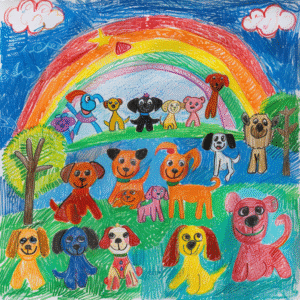 child's drawing of doggie heaven