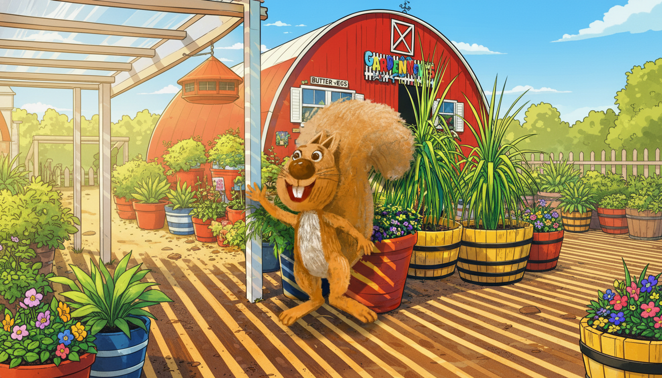 Pete The Squirrel at Gardenworks for kids in Yucaipa, CA